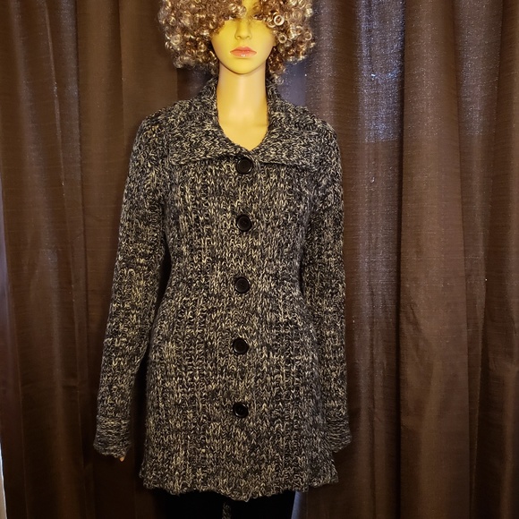 Black and White Sweater Coat - Picture 1 of 6